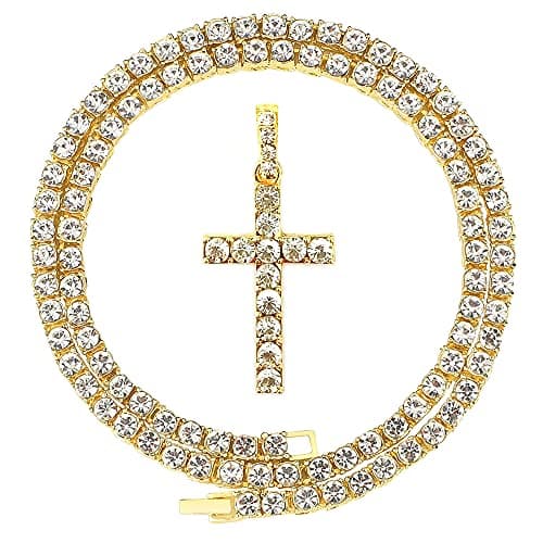 HH Bling Empire Diamond Cross Pendant Necklace 24 Inch