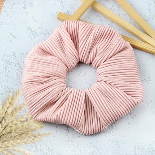 Big, Soft Scrunchies for Thick Hair - 6PCS, Black, Coffee, Off White, Pink, Purple, Khaki