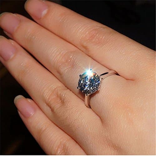 AINUOSHI 925 Sterling Silver 10mm Round Moissanite Engagement Ring D-E Color
