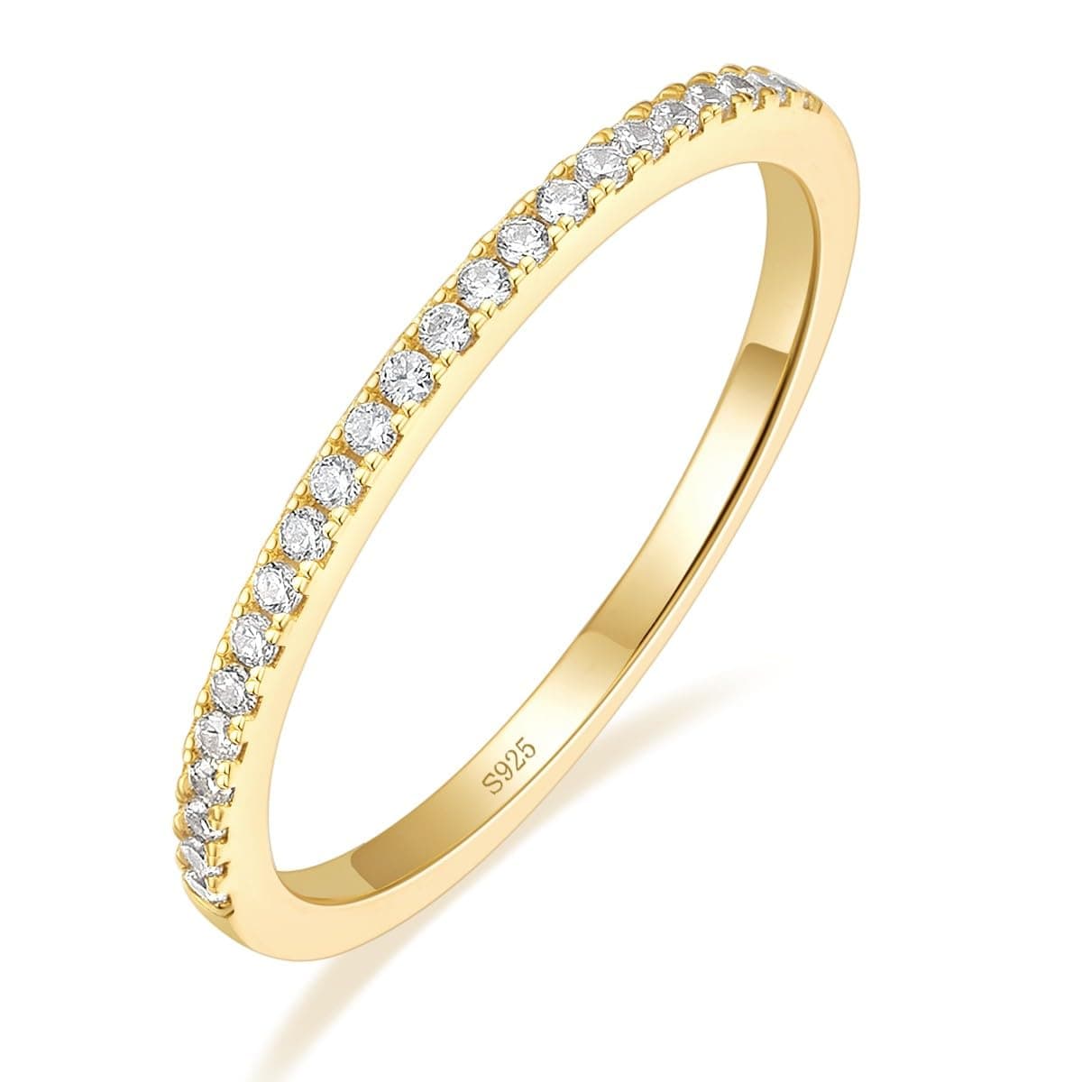 1.5mm Gold Plated Sterling Silver Half Eternity Bands for Women