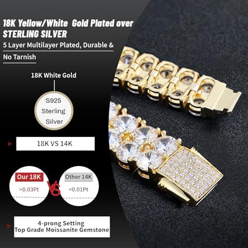 Moissanite Tennis Bracelet for Men Women
