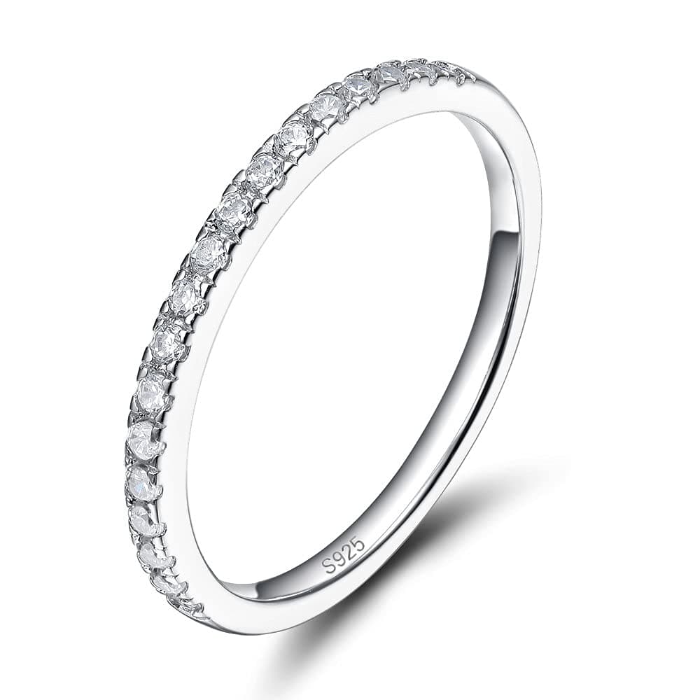 EAMTI 925 Sterling Silver Wedding Band with Cubic Zirconia Size 3-13