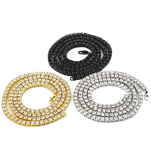 LARDROK Hip Hop Bling CZ Sparkling Cool Tennis Necklace for Men
