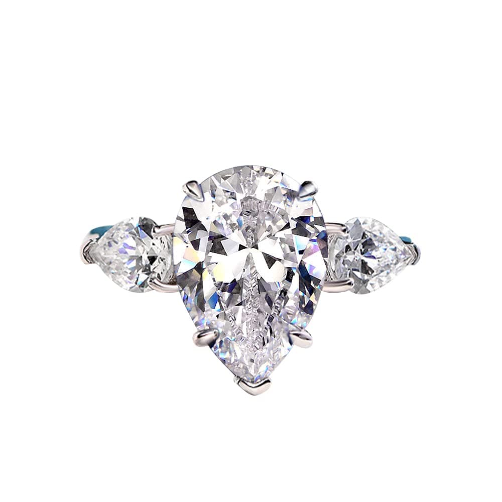 Michooyel S925 5.0ct Pear Cut Diamond Engagement Ring for Women