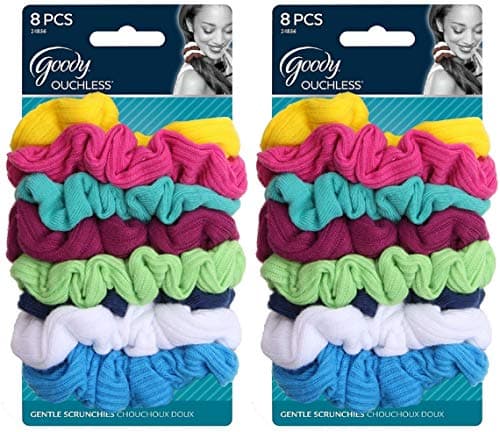 Refined Title: GOODY Women's Ouchless Jersey Scrunchies, 8 Count, 2 Pack
