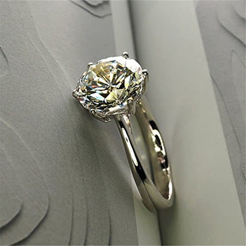 AINUOSHI 925 Sterling Silver 10mm Round Moissanite Engagement Ring D-E Color