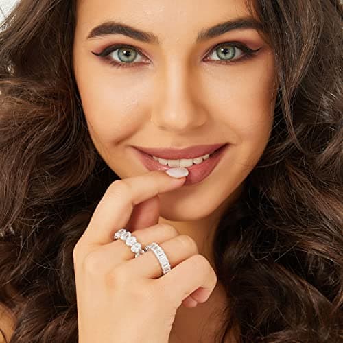 Michooyel S925 Oval Cut Eternity Rings for Women