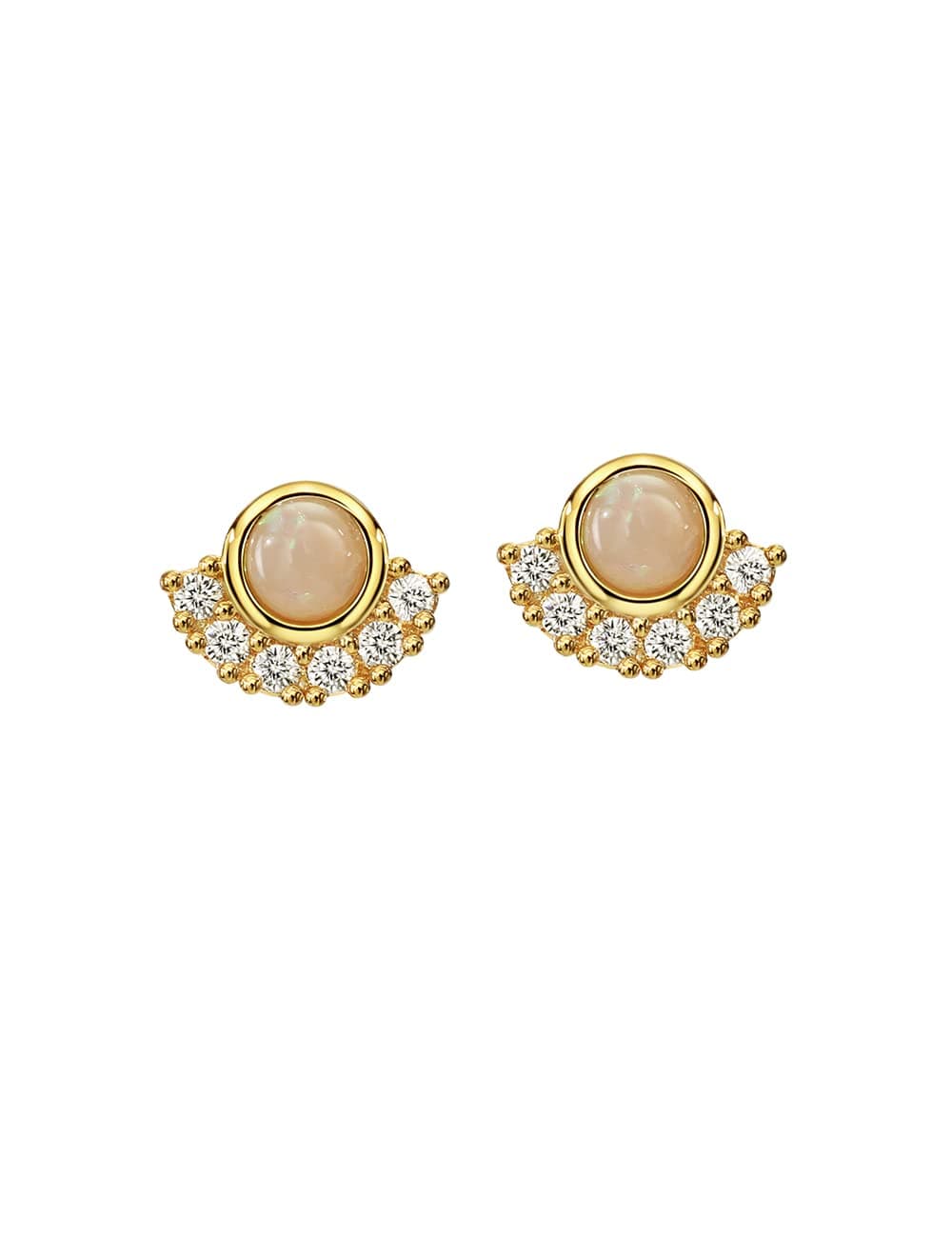 Michooyel Dainty Sterling Silver Opal Stud Earrings