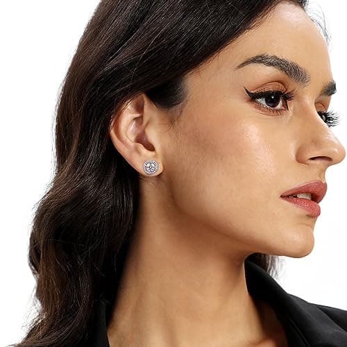 MDFUN Moissanite Halo Stud Earrings 5mm 1Ct for Women Men