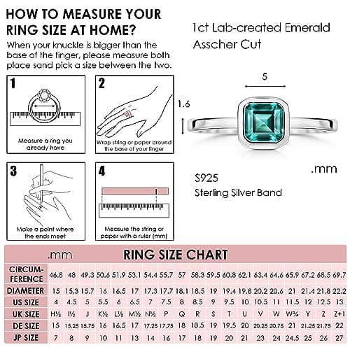 Michooyel S925 Lab-created Emerald Solitaire Ring for Women Sterling Silver