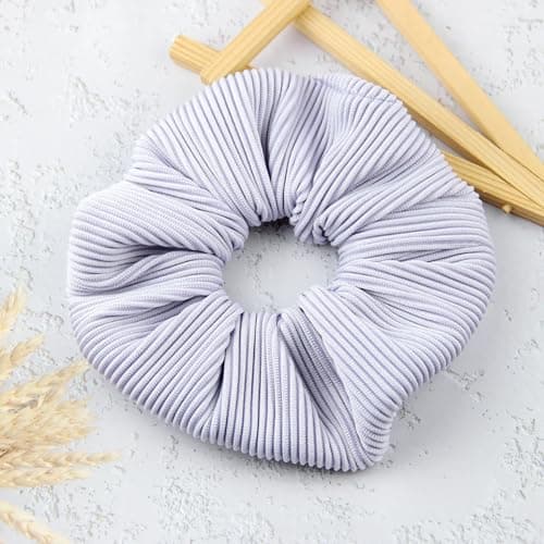 Big, Soft Scrunchies for Thick Hair - 6PCS, Black, Coffee, Off White, Pink, Purple, Khaki