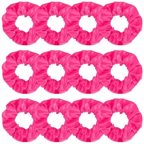 12 Piece Black & Brown Silk Scrunchies for Thick Hair