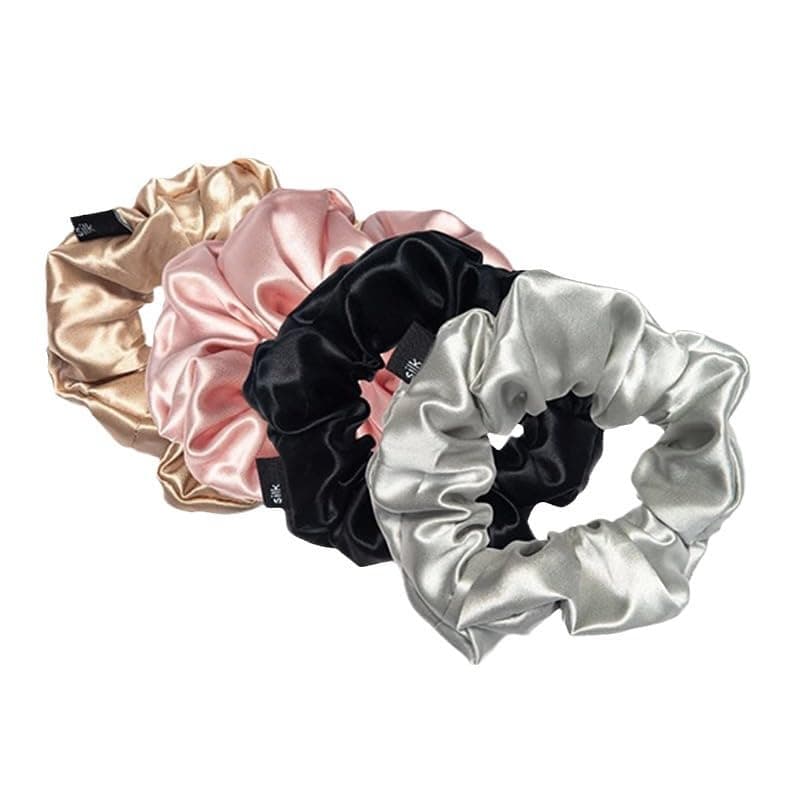 Neutral Scrubchy Silk Scrunchies for Women & Girls Ponytail Holder Pack