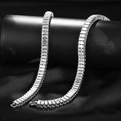 HH BLING EMPIRE Men's Silver and Gold Diamond Tennis Chains 16-30 Inches