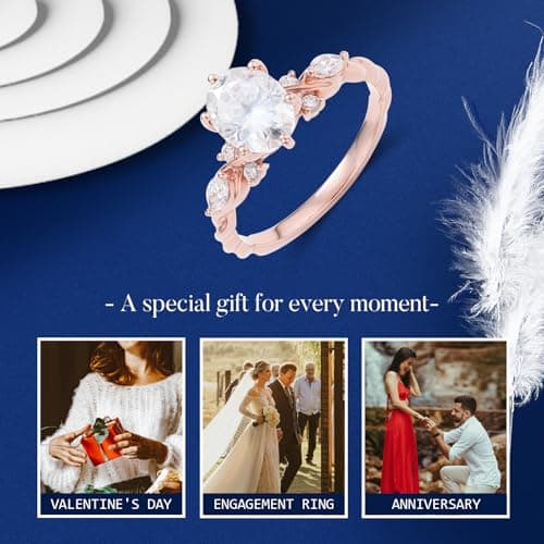 Pattiring Oval 1.36CT Moissanite Engagement Ring, 925 Sterling Silver Size 3-10