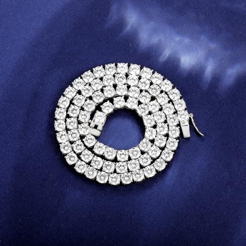 Gemsme 5mm White Gold Plated Tennis Necklace for Women