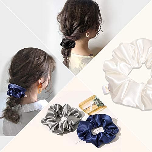 Silk Scrunchies Hair Ties for Girls & Women, Soft No-Crease Ponytail Holders