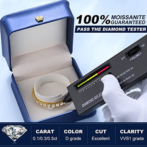 TUHE 1.92ct Lab Grown Moissanite Tennis Bracelet, 18k Gold Plated 925 Silver