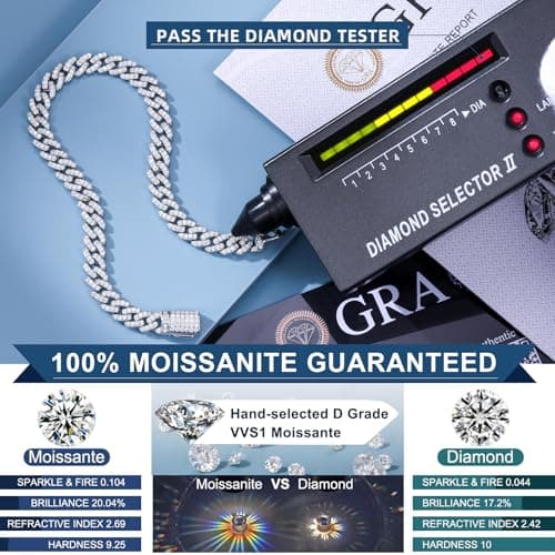 TUHE Men's 1.72-2.52 Carats Moissanite 6MM Cuban Bracelet 18K Gold Plated 925 Sterling Silver Miami Link Clasp