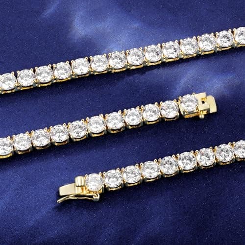 Gemsme 18K Yellow Gold Plated 6mm Round CZ Tennis Necklace