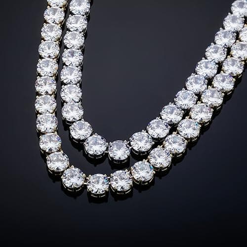 OYOGAA 14K Gold & Silver Tennis Diamond Choker Necklace, 10mm Cubic Zirconia for Men & Women