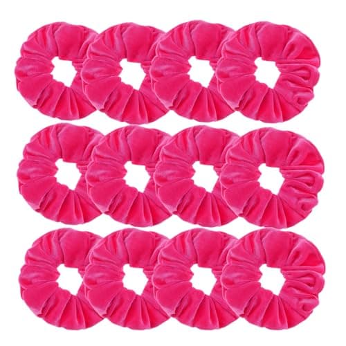 Large Yellow Velvet Scrunchies for Thick Hair (12pcs)