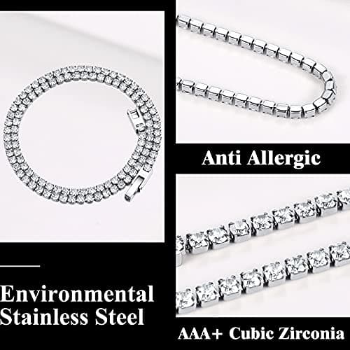 Richsteel Clear/Black 3mm CZ Tennis Chain Necklace for All