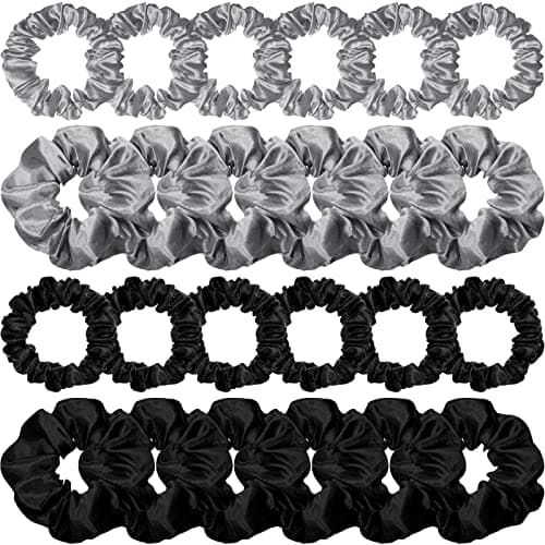 Satin Hair Scrunchies Set for Women Girls, 24 Pieces in 2 Sizes, Cream White