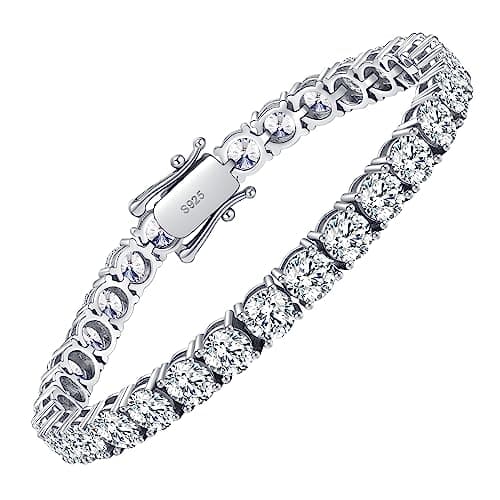 10.5-14 Carat Lab Grown Diamond Moissanite Tennis Bracelet 18k White Gold Plated 925 Sterling Silver