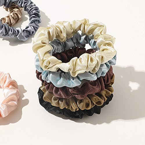 Elastics Ponytail Holder Scrunchies - Silk Satin Hair Ties for Thick Curl Hair