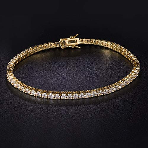 Gemsme 18K Gold Plated 3.0 CZ Classic Tennis Bracelet 6 Inch