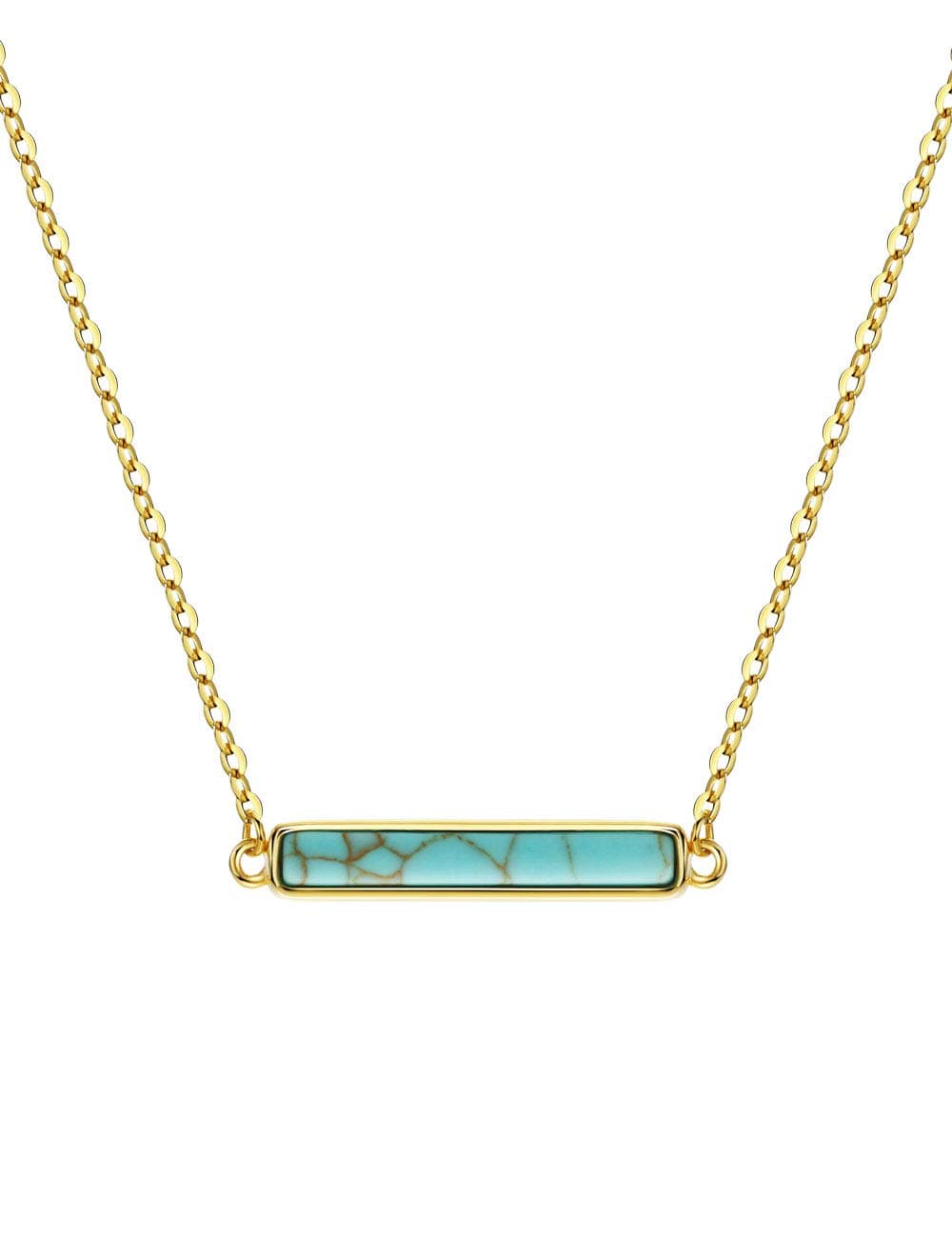 Turquoise Bar Necklace for Women 925 Sterling Silver Gemstone Pendant Necklace