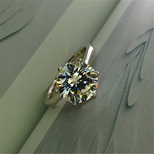 AINUOSHI 925 Sterling Silver 10mm Round Moissanite Engagement Ring D-E Color