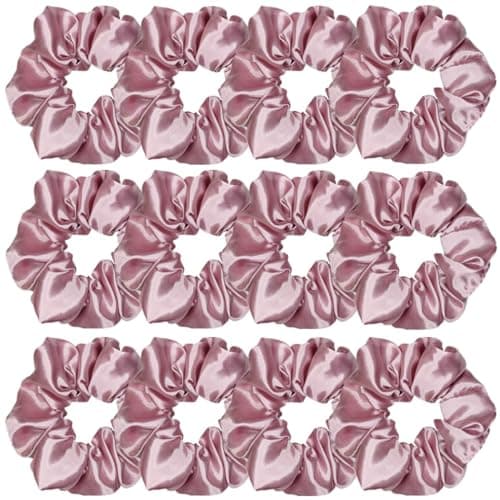 12 Pcs Satin Silk Hair Scrunchies for Women and Girls