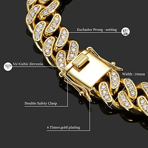 MOFEIJEWEL 10mm Miami Cuban Link Bracelet for Men