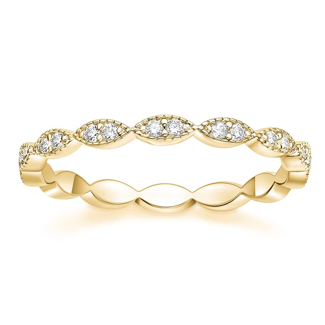 Refined and simplified title: TIGRADE Oval CZ Eternity Ring with Milgrain Detailing, Ideal for Women's Anniversaries and Wedding Bands Sizes 3-13