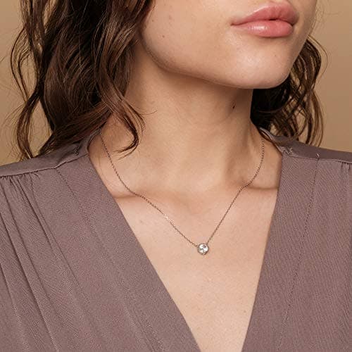 PavoI 14K Gold Plated Circle CZ Solitaire Choker for Women