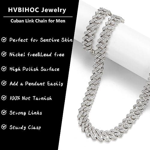 Yunhazit Cuban Link Diamond Bling Silver/Gold Necklace for Women