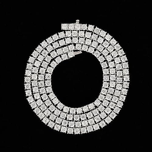 MAZZERI 3.0mm Round Cubic Zirconia Tennis Necklace For Woman And Men