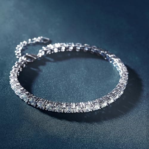 QUEENOU 18K White Gold Plated 10.8 CT Cubic Zirconia Tennis Bracelet