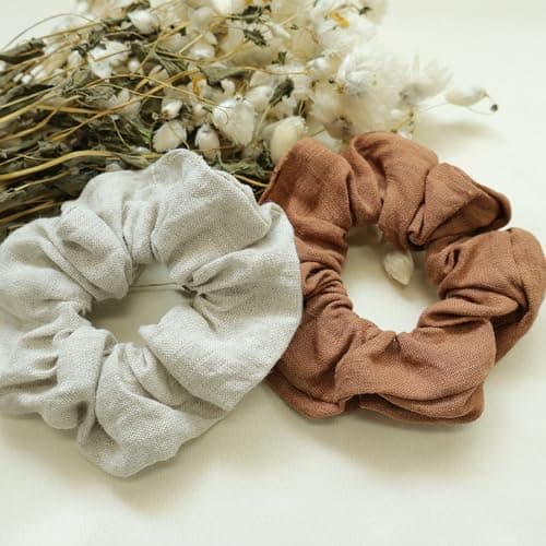 Linen Hair Scrunchies for Women and Girls