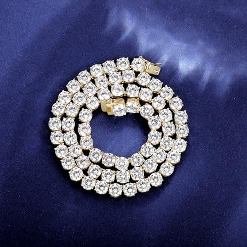 Gemsme 18K Yellow Gold Plated 6mm Round CZ Tennis Necklace