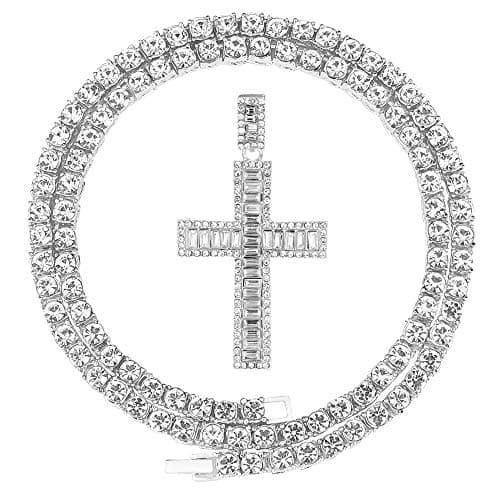HH Bling Empire Diamond Cross Pendant Necklace 24 Inch