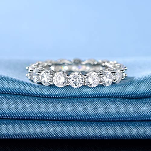 Gemsme 18K White Gold Filled CZ Eternity Ring for Women Size 5-10