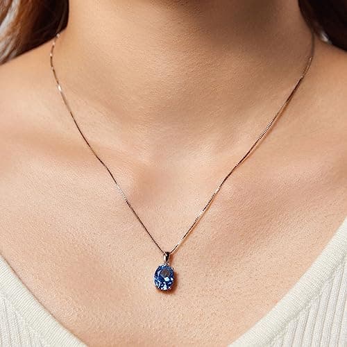 Michooyel 925 Sterling Silver 2.6ct Topaz Solitaire Pendant Necklace for Women