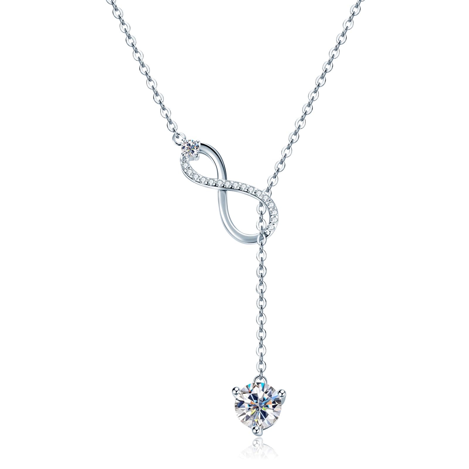 AINUOSHI 1.26CT Lab-Created Moissanite Twist Infinity Y Necklace 16-20 Inch 925 Sterling Silver Gifts