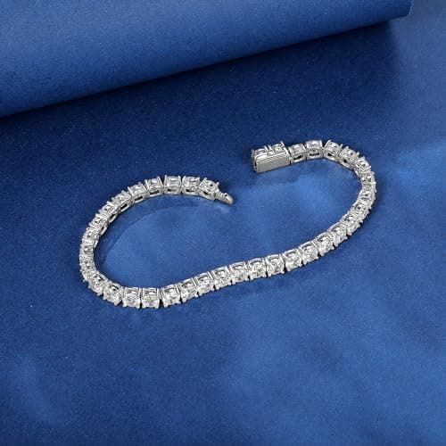 Gemsme 5mm CZ Tennis Bracelet, 18K White Gold Plated for Women and Men