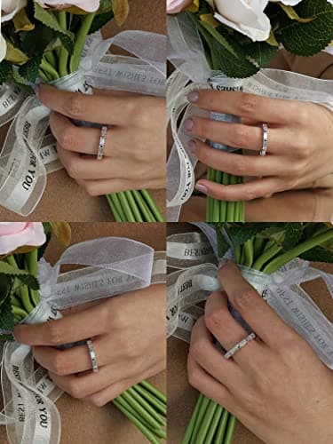 Michooyel S925 Cubic Zirconia Stacking Ring for Women Sterling Silver Eternity Band