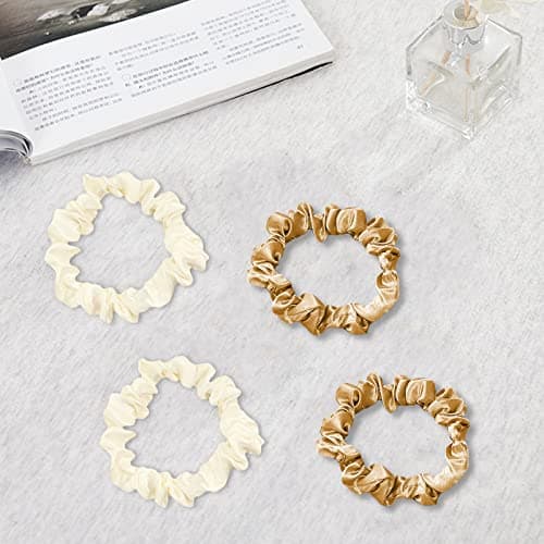 Satin Hair Scrunchies Set, 4Pcs Silk Ponytail Holders for Women Girls