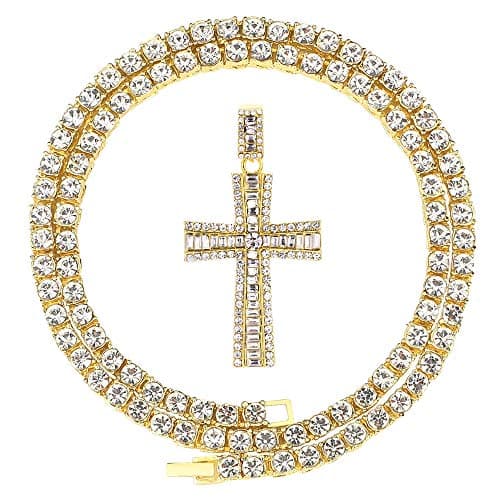 HH Bling Empire Diamond Cross Pendant Necklace 24 Inch